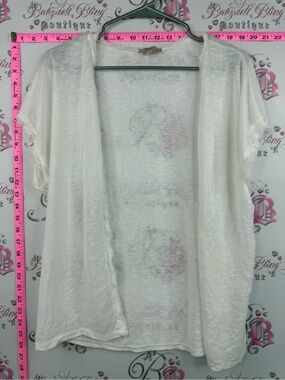 Bellambia cardigan tshirt Lightweight Open-Front Short-Sleeve Cardigan - White